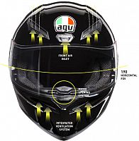 agv k1 sky racing Rossi Vr46 Team Black Blue Road Helmet Size Medium Large 58cm opening system to boost airflow AGV K1 S Sky