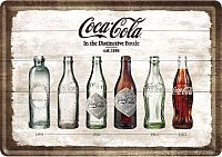 Nostalgic Art Coca-Cola Bottle Timeline, postkort af metal