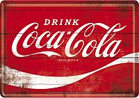 Nostalgic Art Coca-Cola - Logo Red Wave, postal metálica