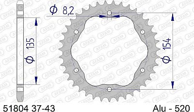 Afam Ducati PCD4 42-Teeth 51804-42, pignone posteriore in allumi