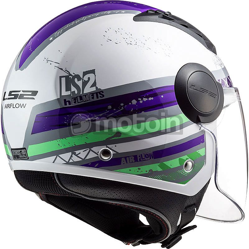 Casco jet LS2 OF562 AIRFLOW L RONNIE White Green