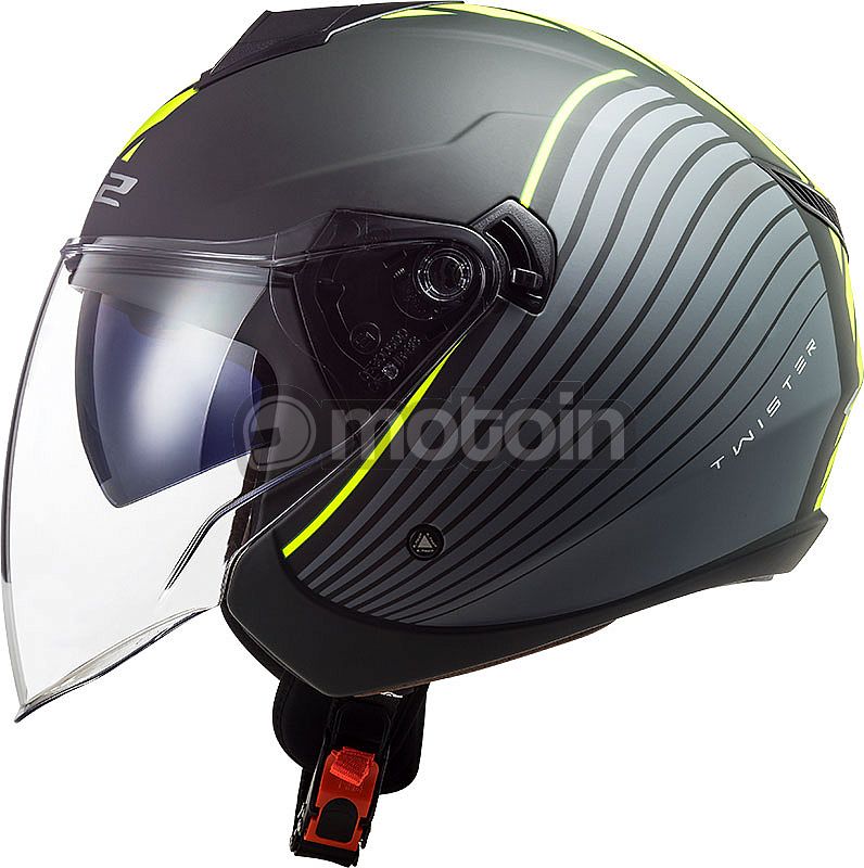 Casque de moto double visière Jet LS2 OF573 TWISTER avion jaune