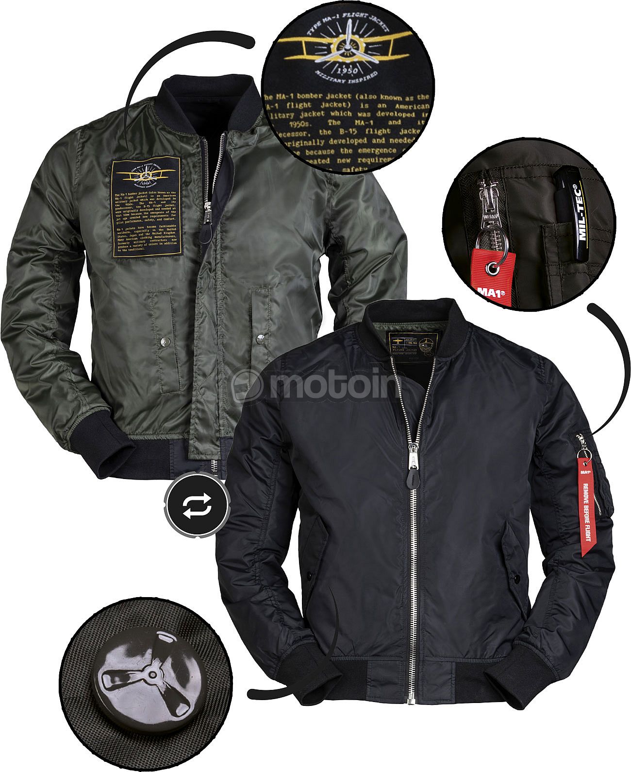 Top Gun Official B-15 Men's Flight Bomber Jacket with Patches Olive / Xs