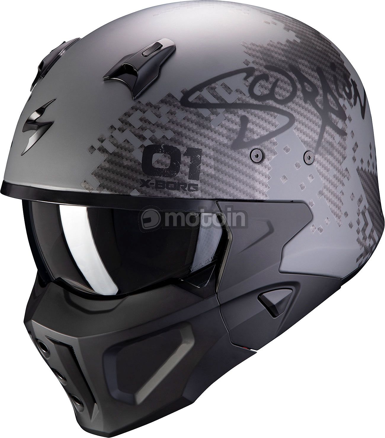 Scorpion Covert-X XBorg Silver, modular helmet