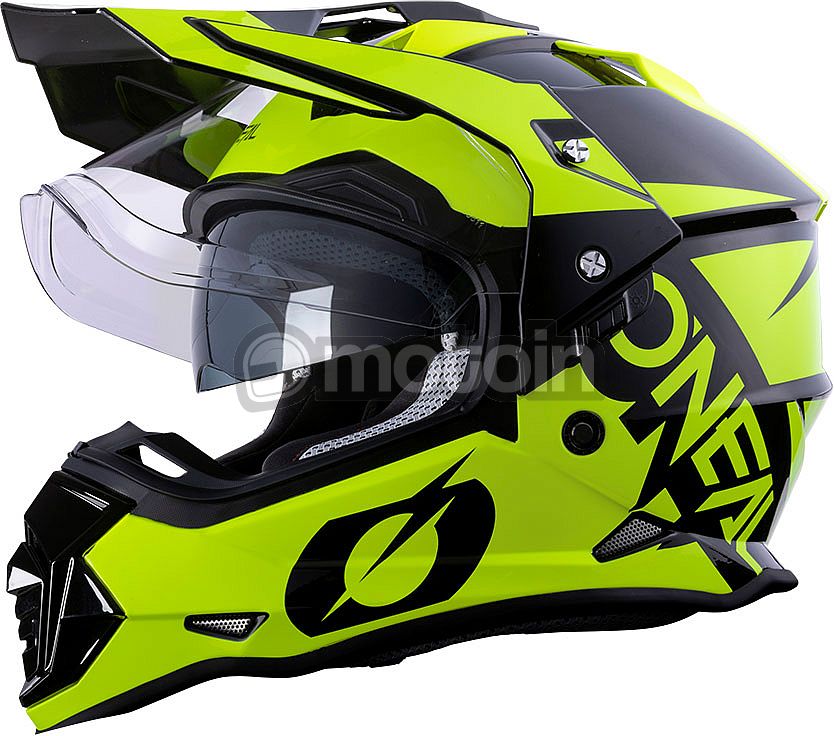 Erwachsene Schwarz Weiß ABS-Schale Enduro Adventure Street O'NEAL Motorradhelm integrierte Sonnenblende Volt Helmet Sicherheitsnormen ECE 22.05